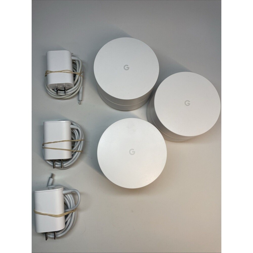3 pack Used Google Wifi Model AC-1304 Whole Home Mesh Wi-Fi System